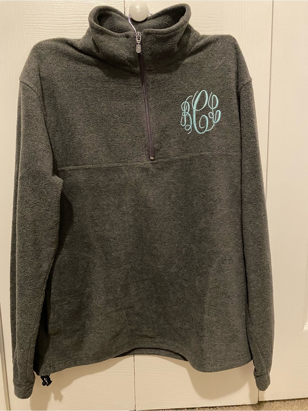 Dark Gray Fleece Jacket with Hem Toggle